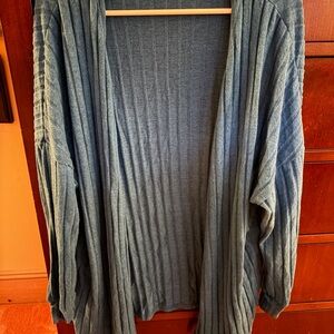 Amazon Women's Ribbed Blue Open Front Cardigan